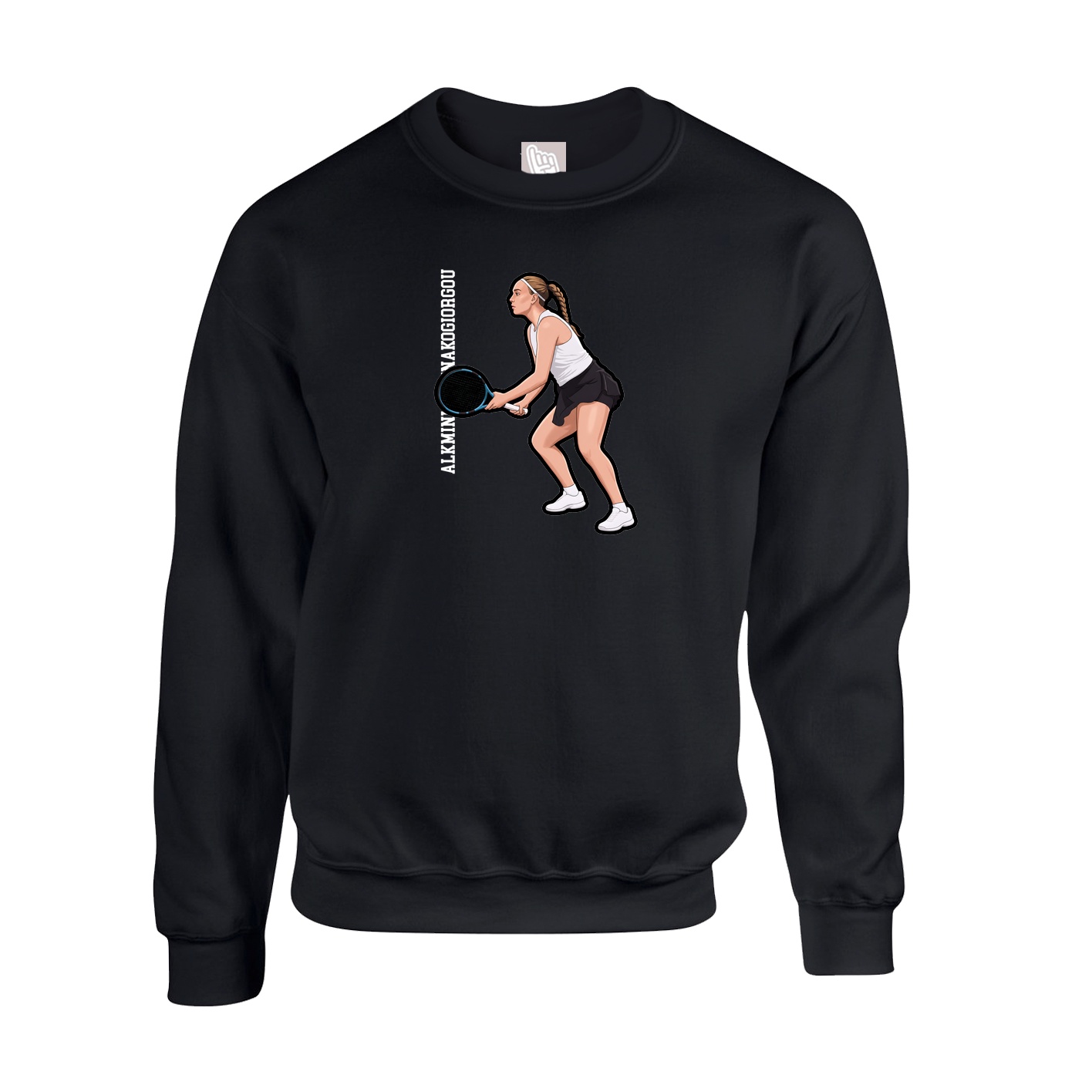Fleece Crew — Name Vertical in Black