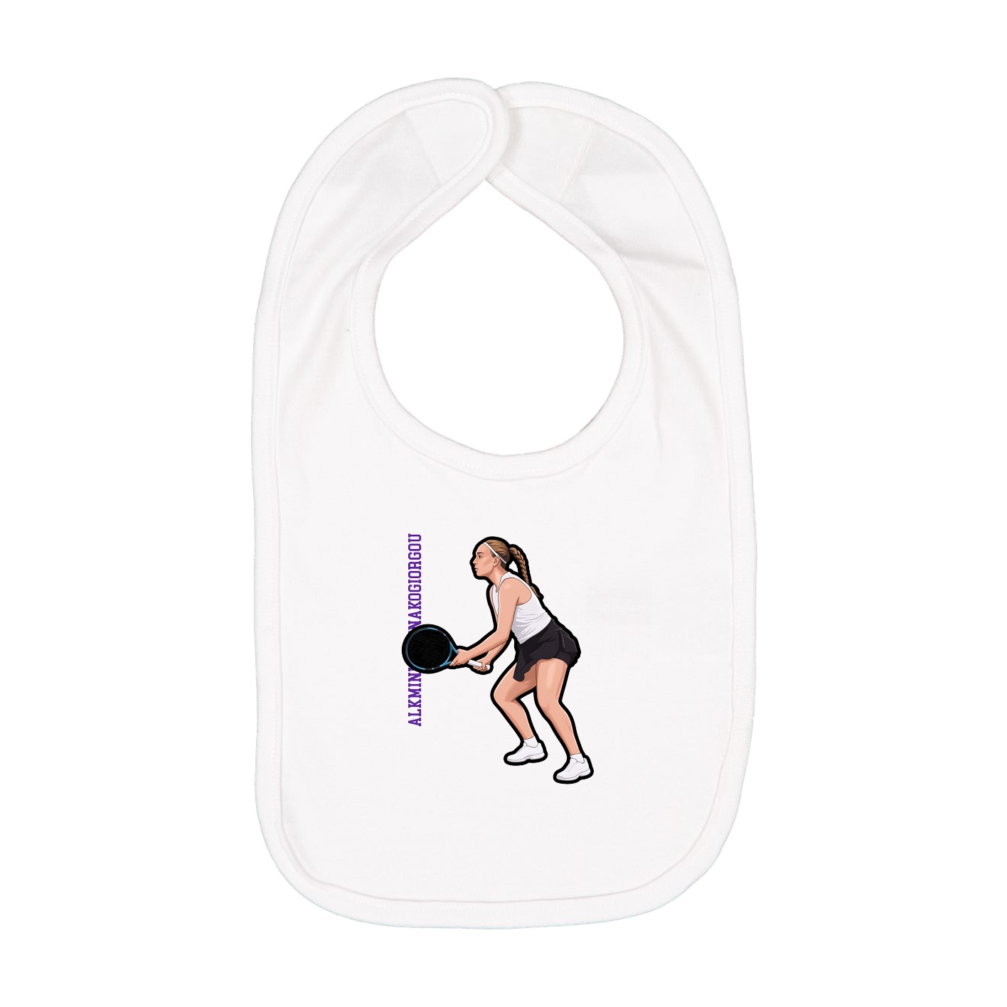 Infant Bib — Name Vertical in White