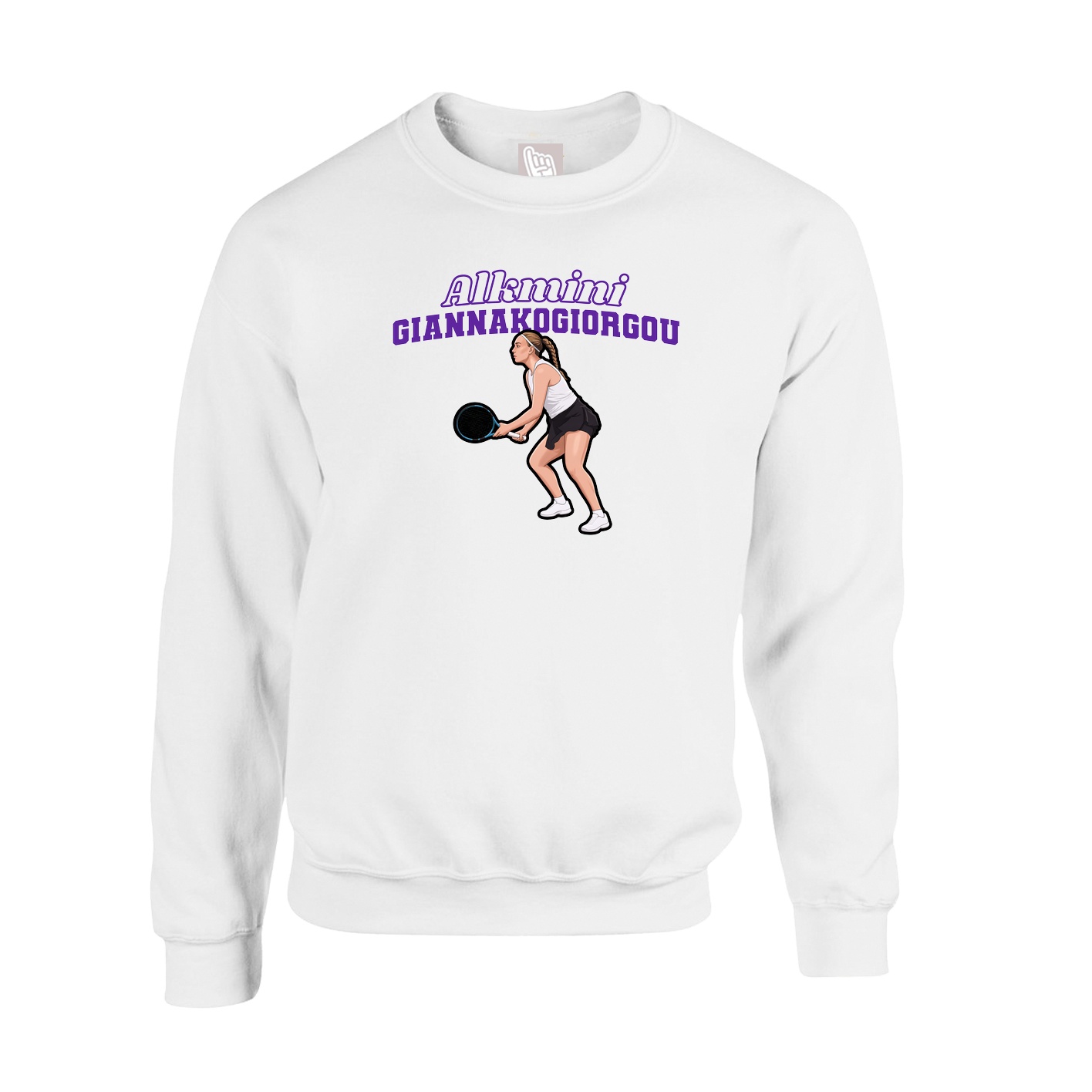 Fleece Crew — Name Arch in White
