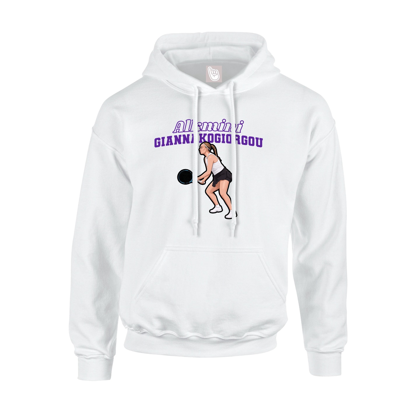Youth Hoodie — Name Arch in White