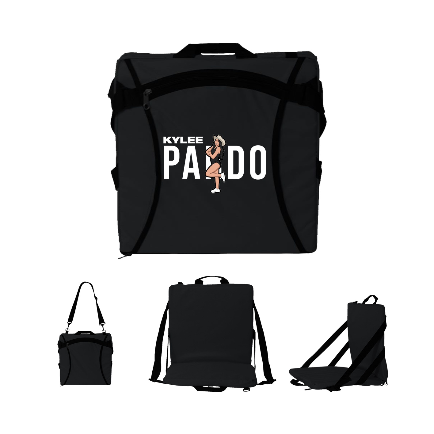 Folding Stadium Seat — Player Name in Black