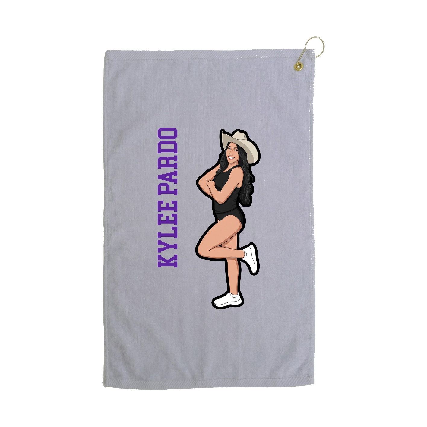 Golf Towel — Name Vertical in Grey