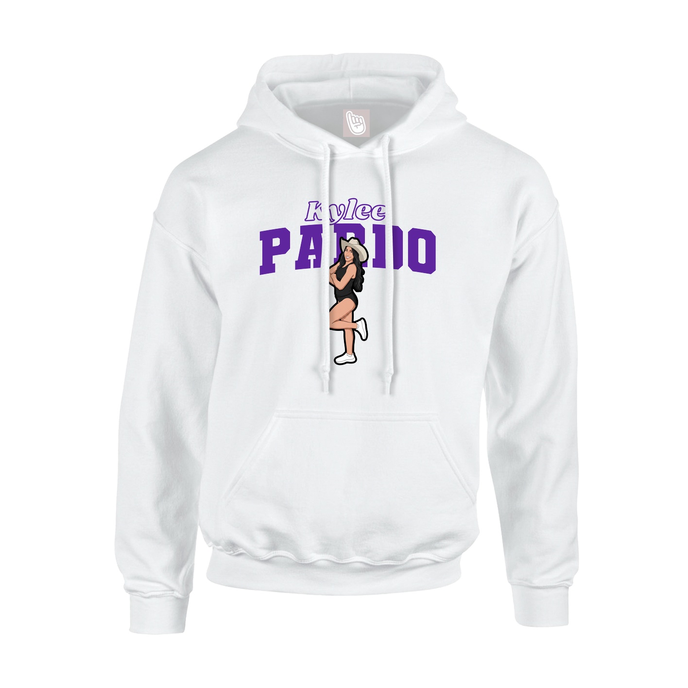 Youth Hoodie — Name Arch in White