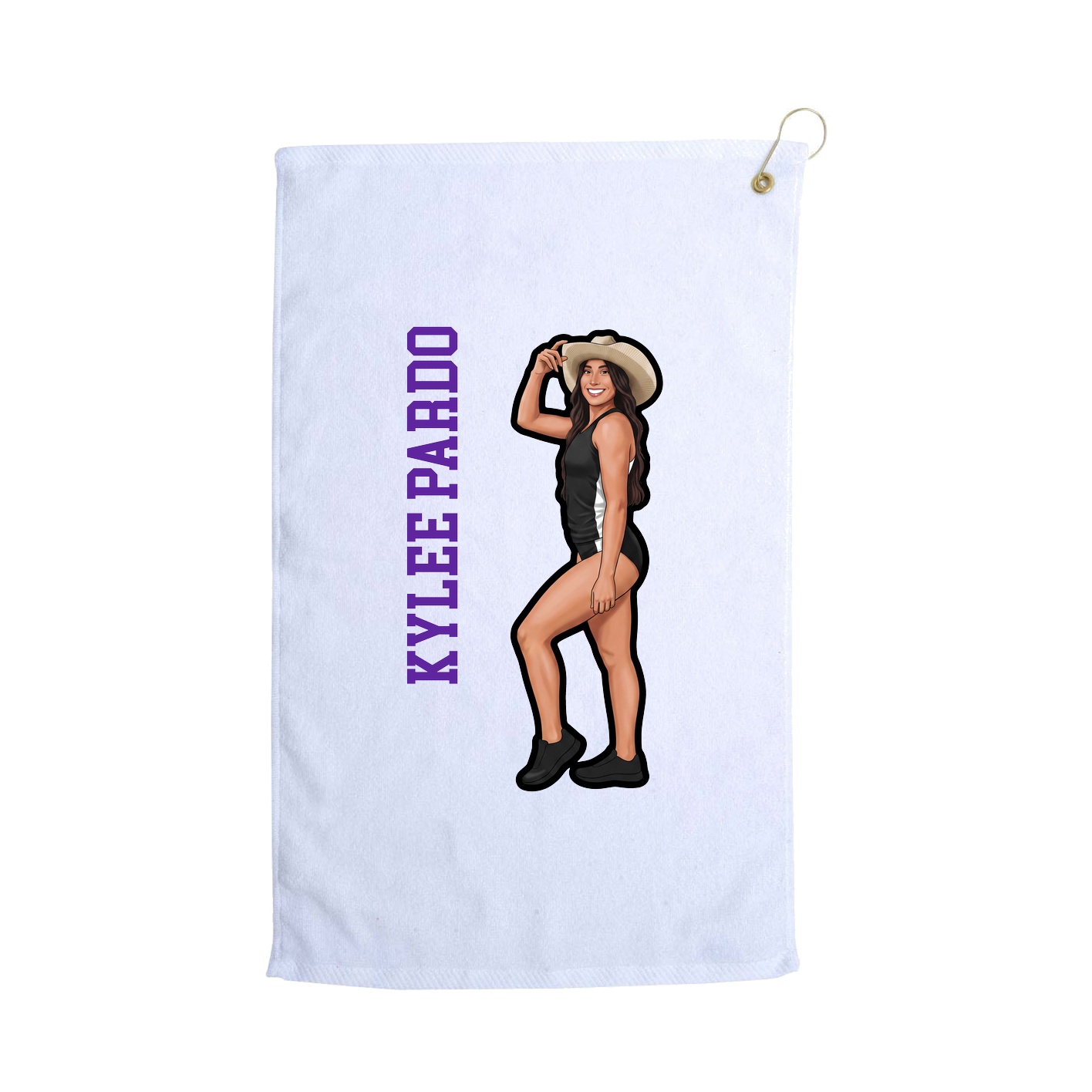 Golf Towel — Name Vertical in White