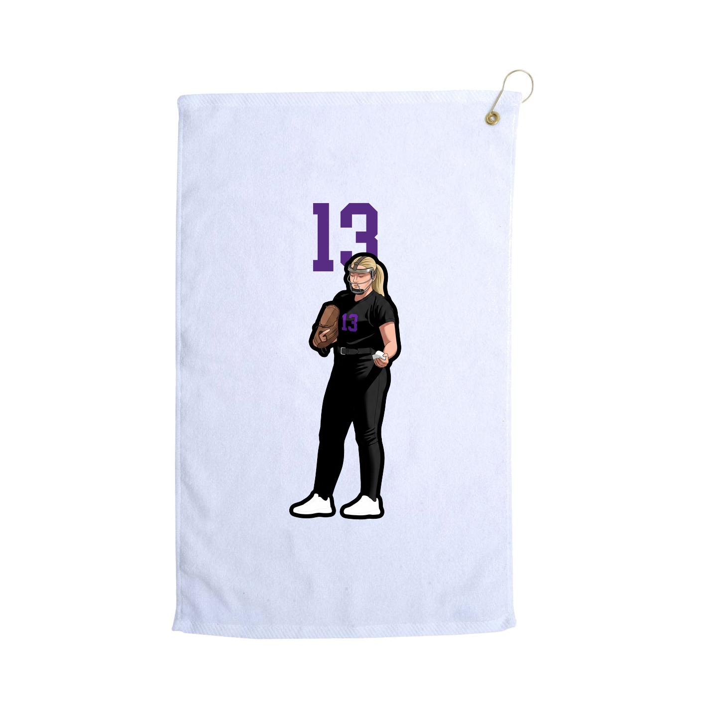 Golf Towel — Number Top in White