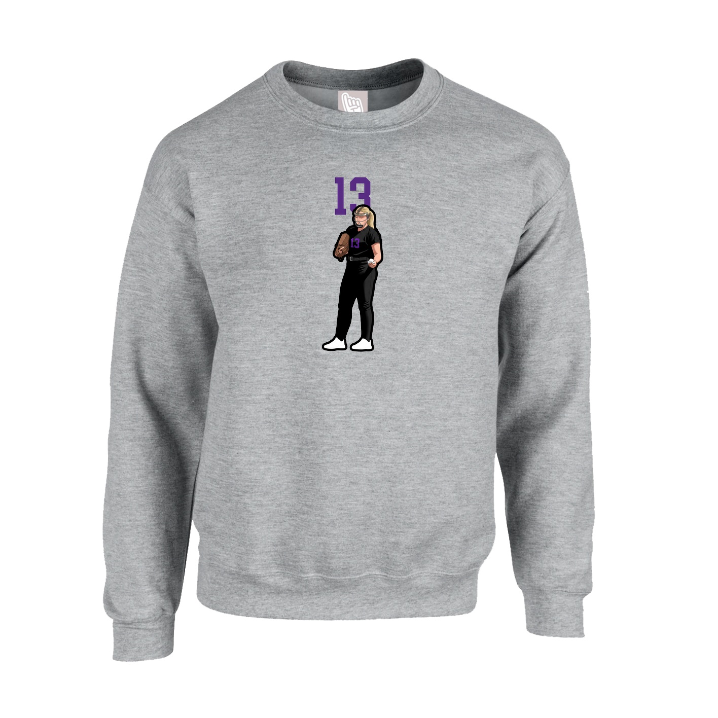 Fleece Crew — Number Top in Grey