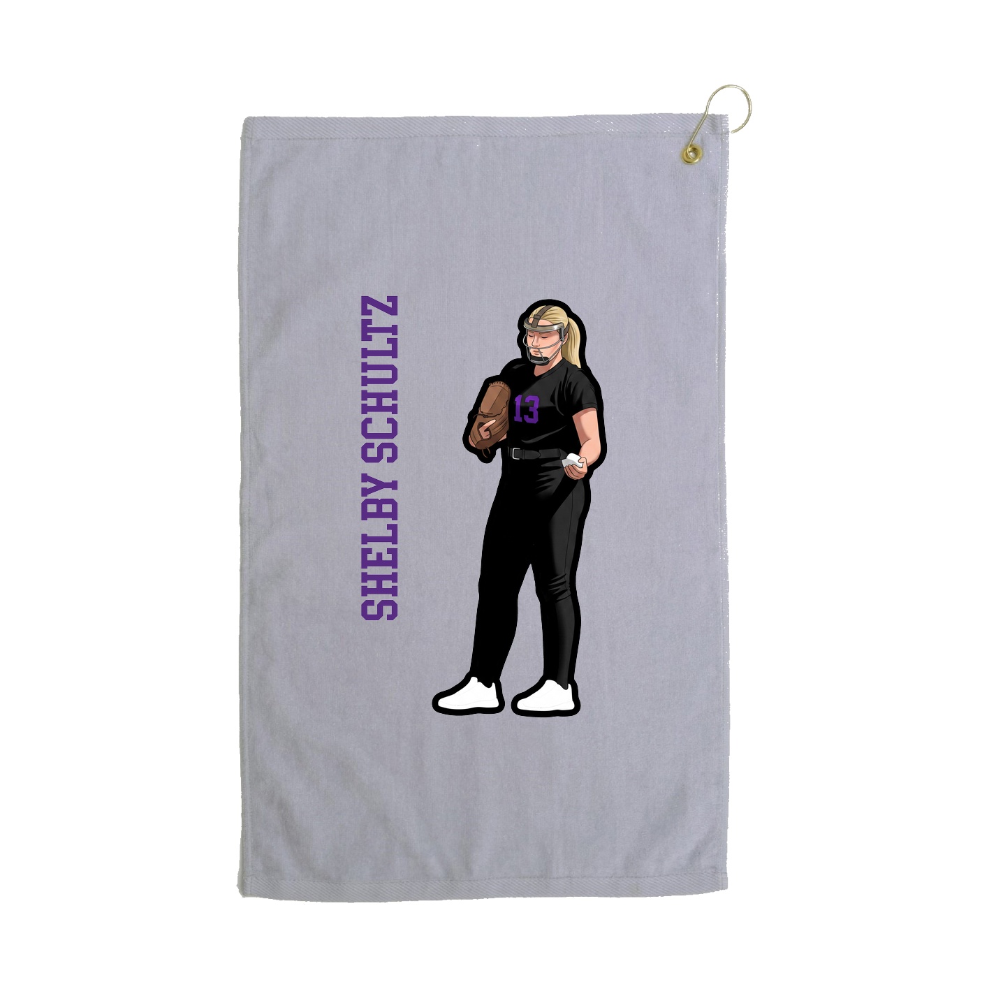 Golf Towel — Name Vertical in Grey