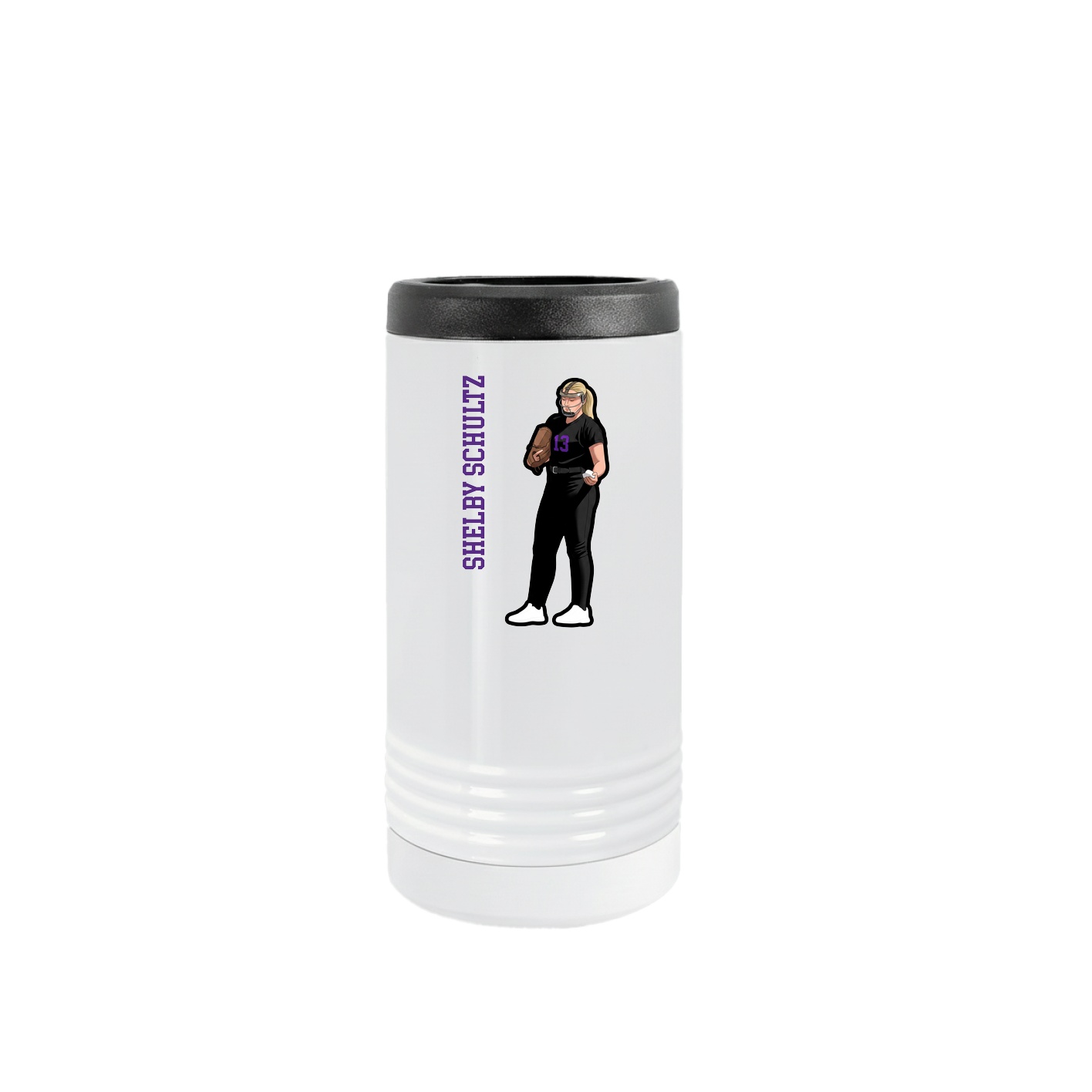 Slim Beverage Holder — Name Vertical in White