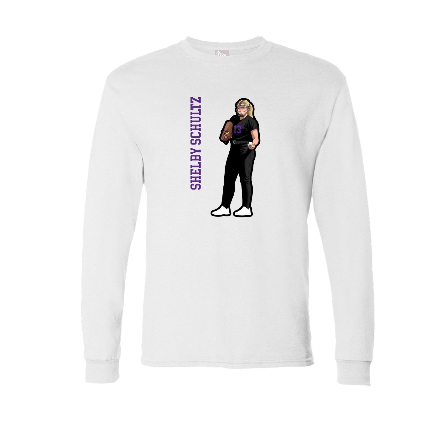 Long Sleeve Tee — Name Vertical in White