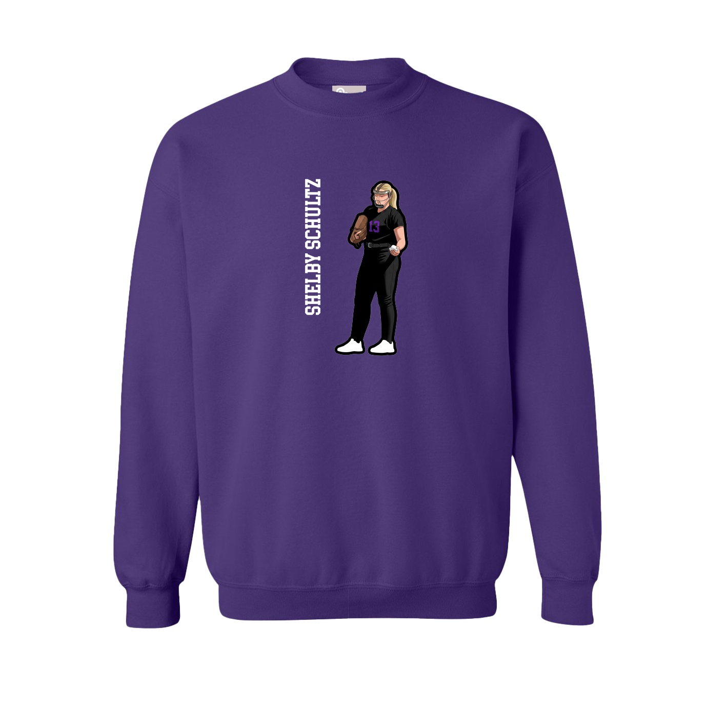 Fleece Crew — Name Vertical in Purple