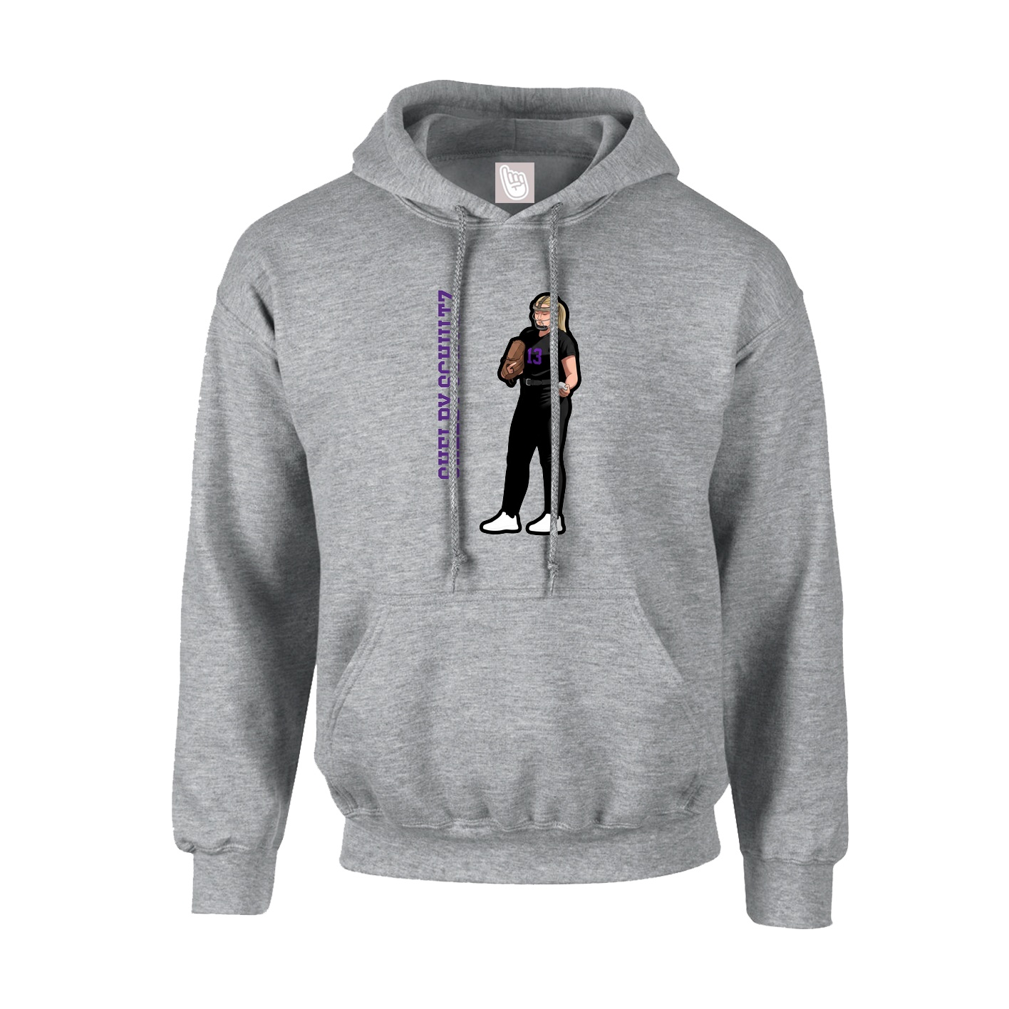 Youth Hoodie — Name Vertical in Grey