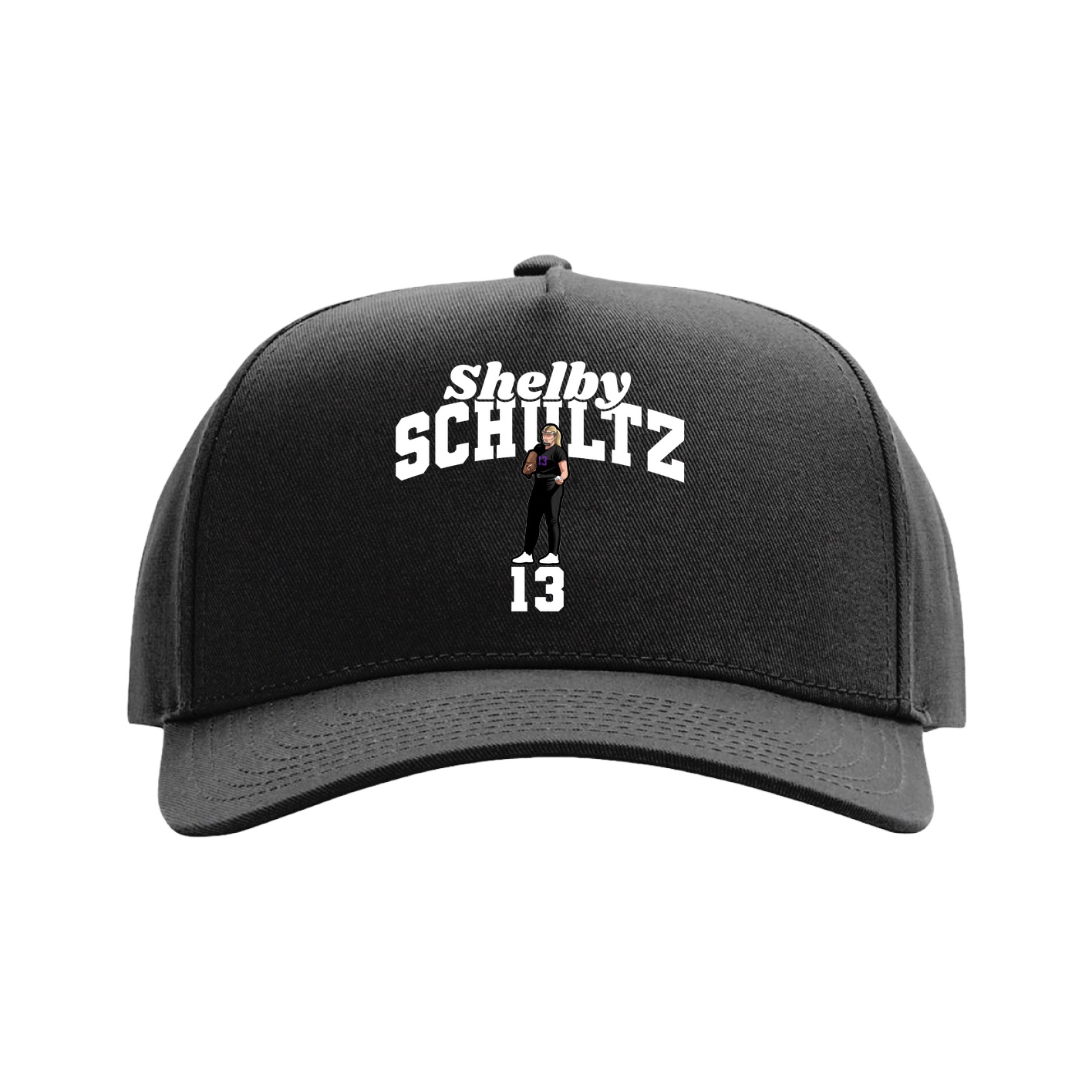 Full Fabric Five-Panel Champ Cap — Signature Arch in Black