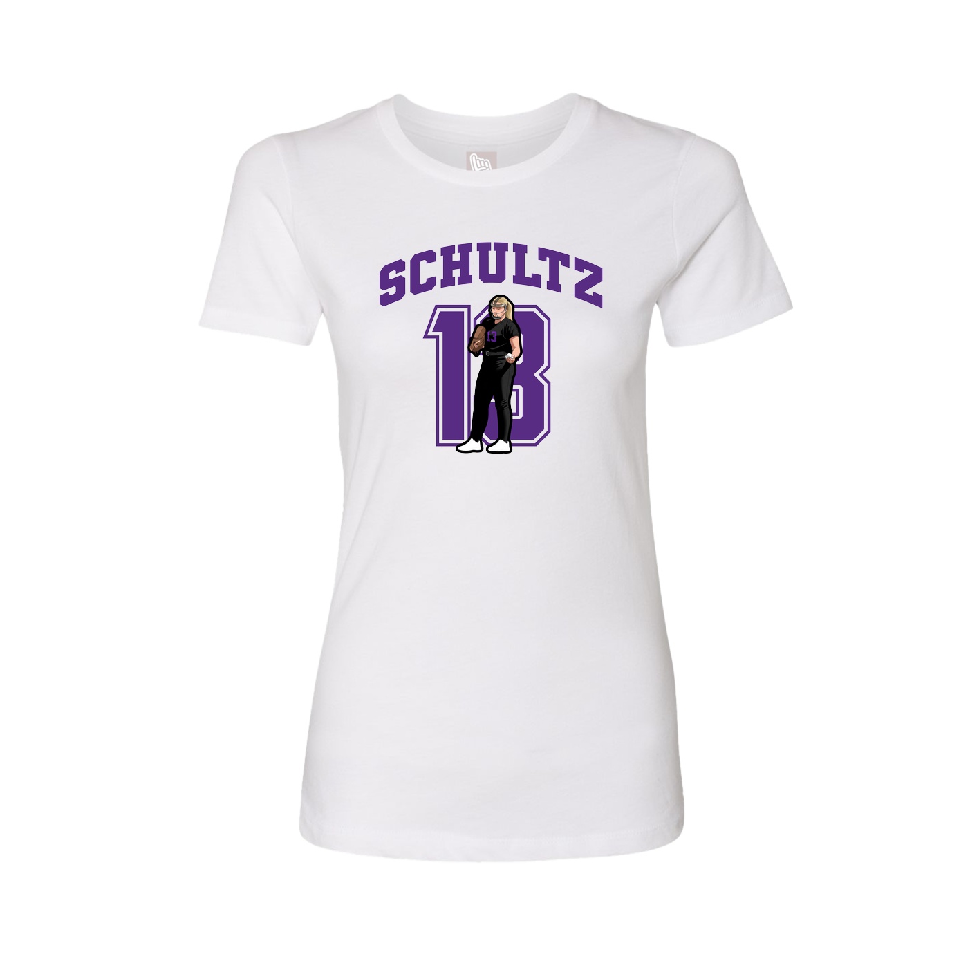 Fitted Women's Tee — Number in White