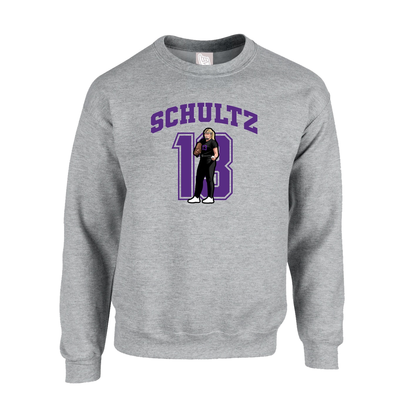Fleece Crew — Number in Grey