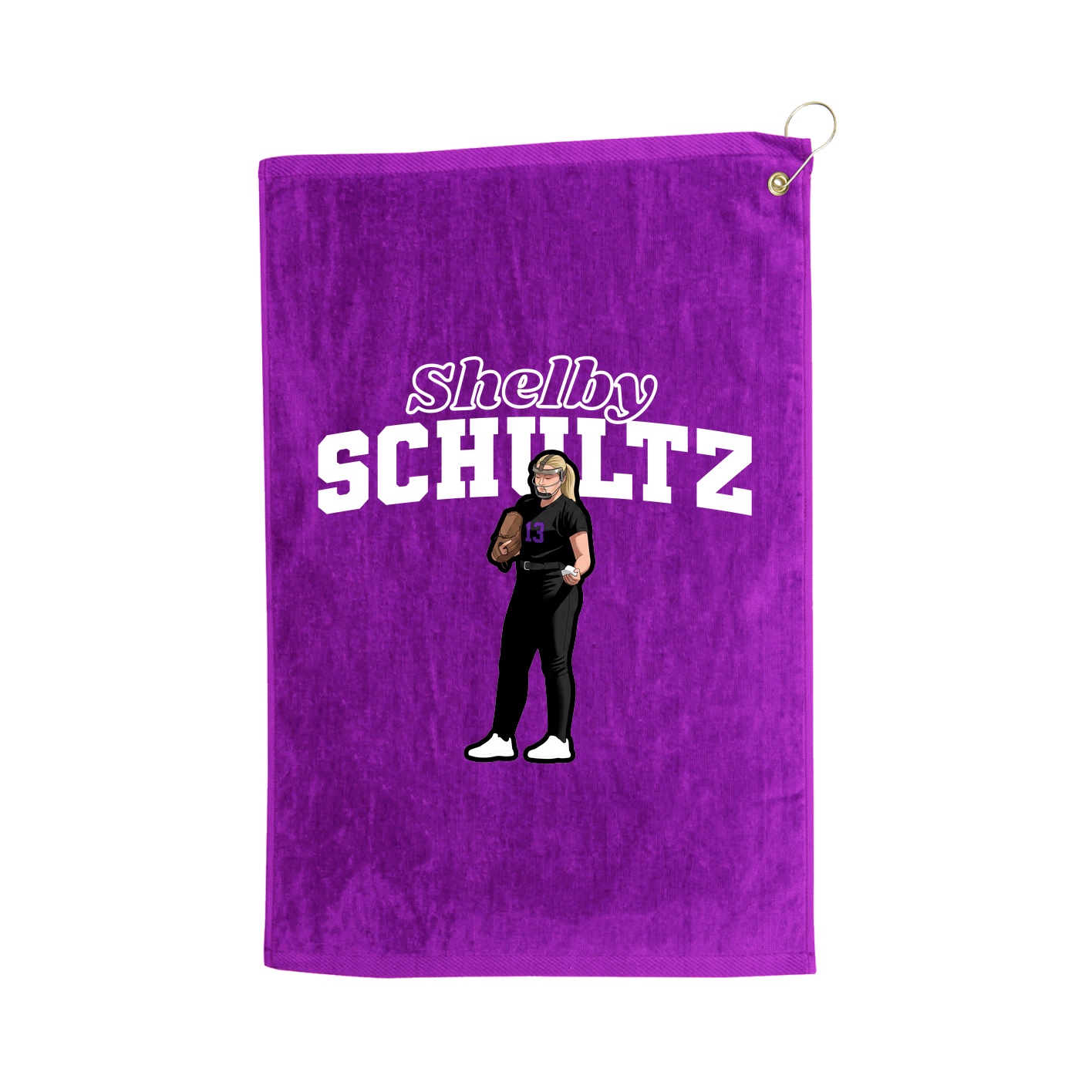 Golf Towel — Name Arch in Purple
