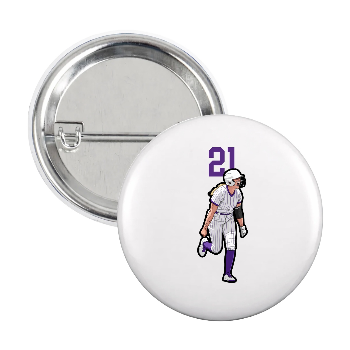 Game Day Button — Number Top in White