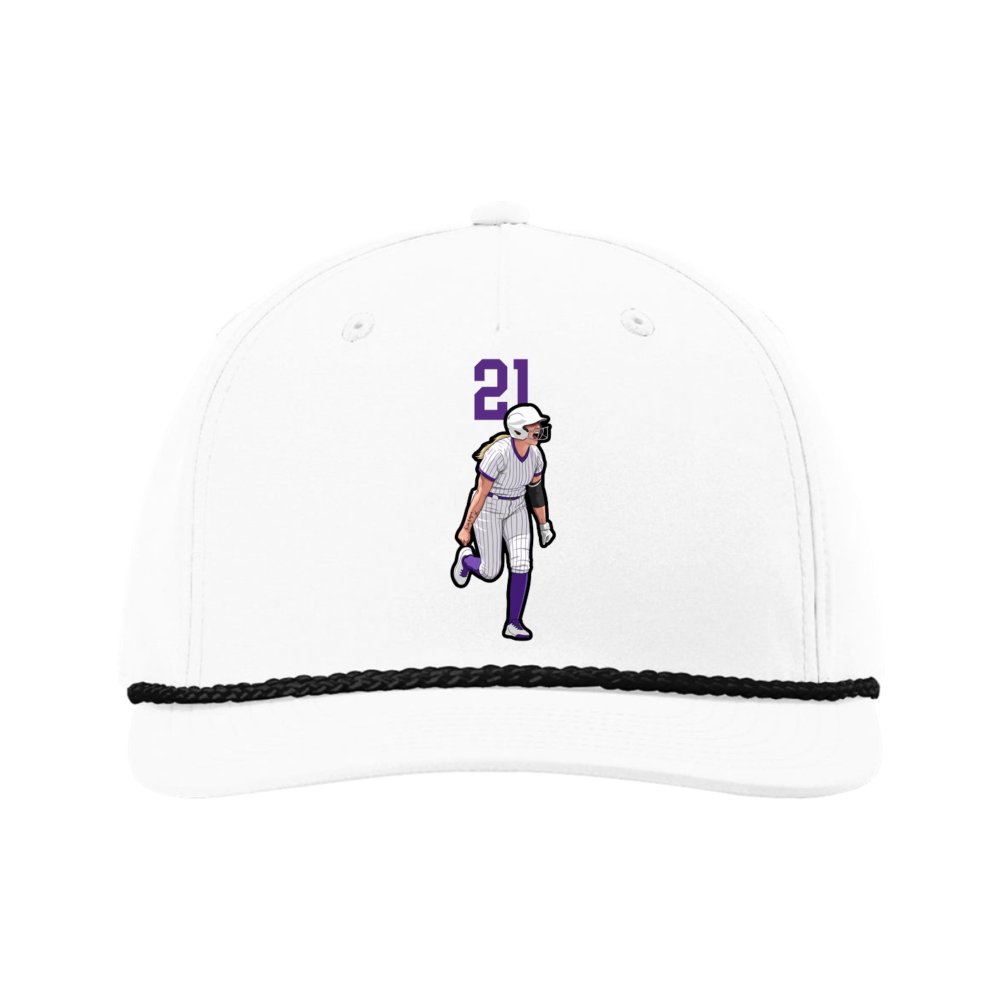 Five-Panel Classic Rope Cap — Number Top in White