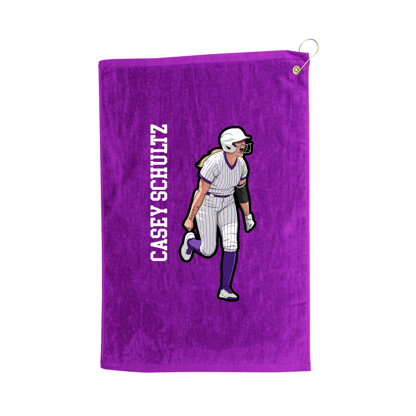 Golf Towel — Name Vertical in Purple