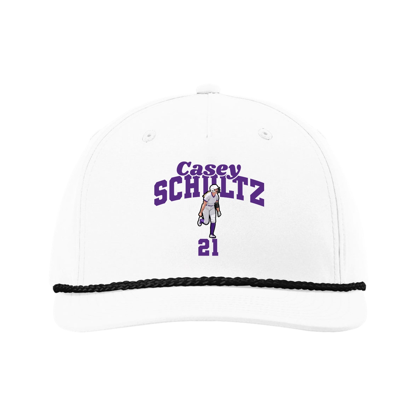 Five-Panel Classic Rope Cap — Signature Arch in White