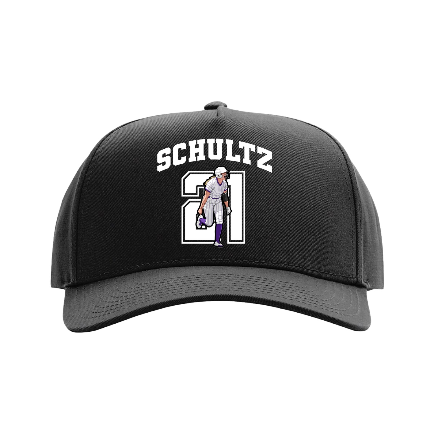 Full Fabric Five-Panel Champ Cap — Number in Black