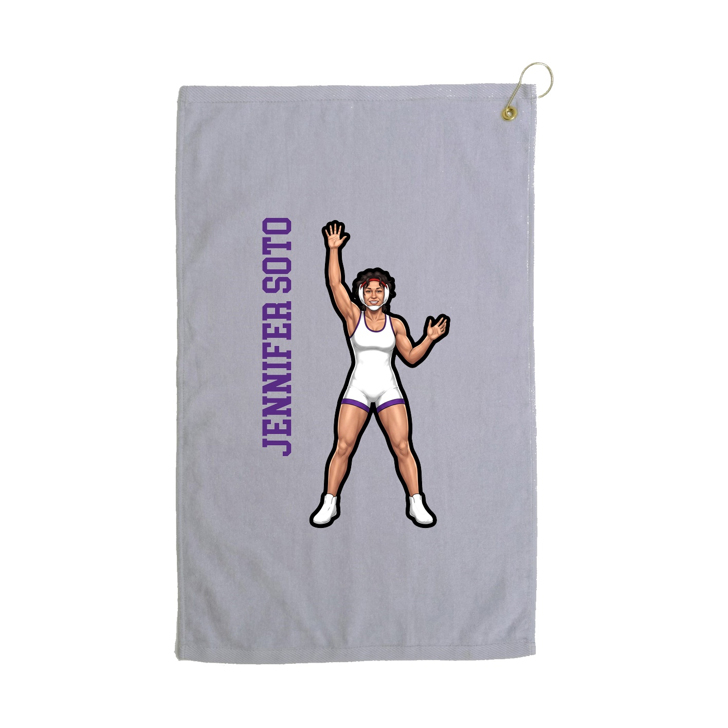 Golf Towel — Name Vertical in Grey