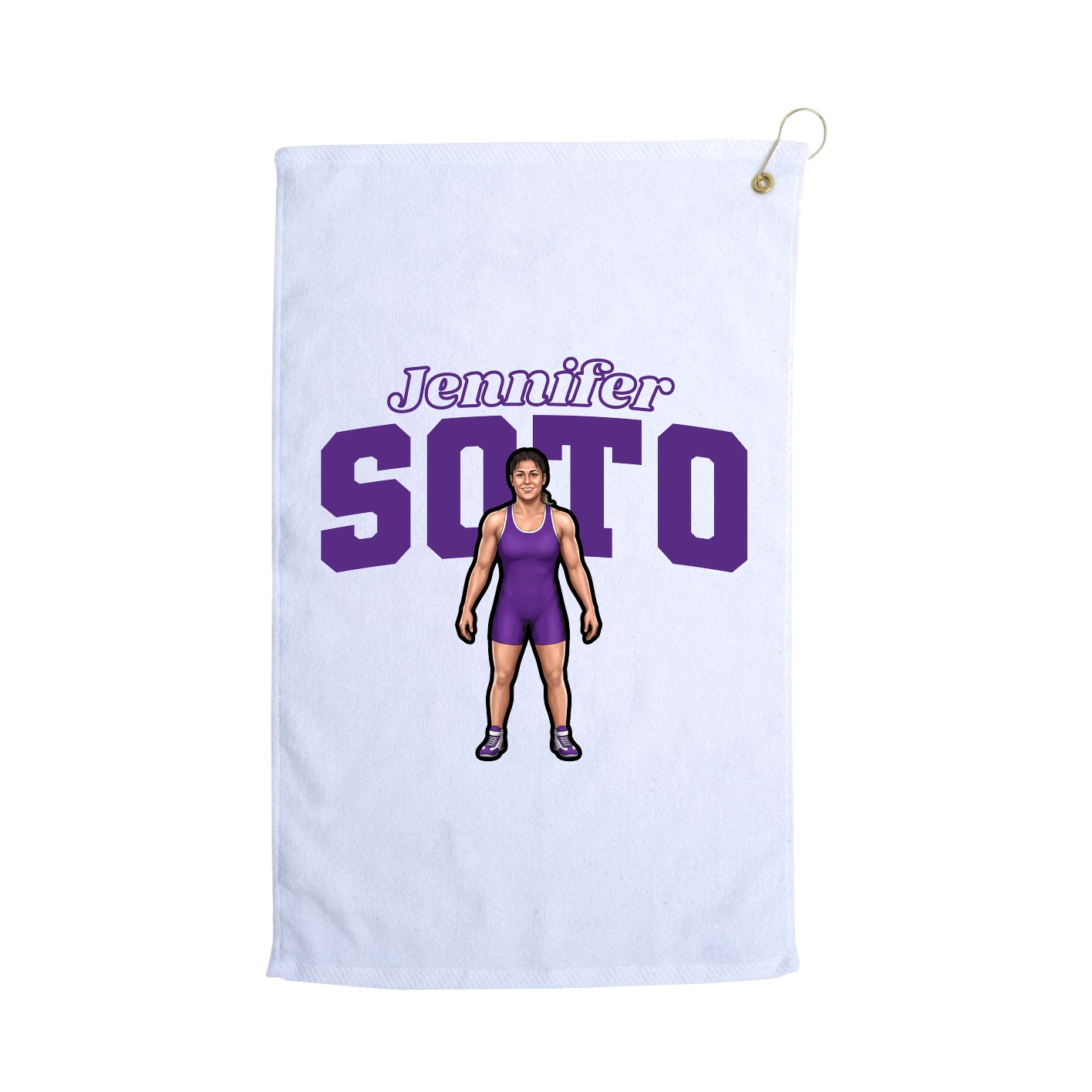 Golf Towel — Name Arch in White