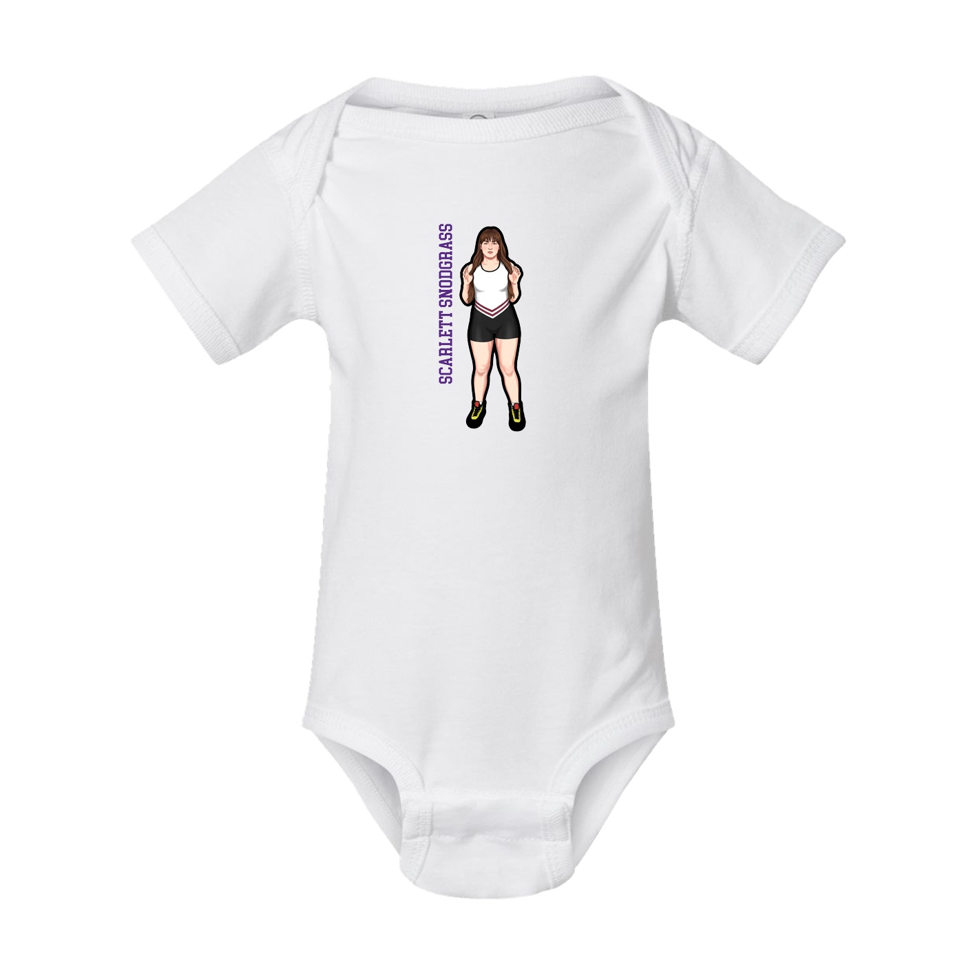 Baby Onesie — Name Vertical in White
