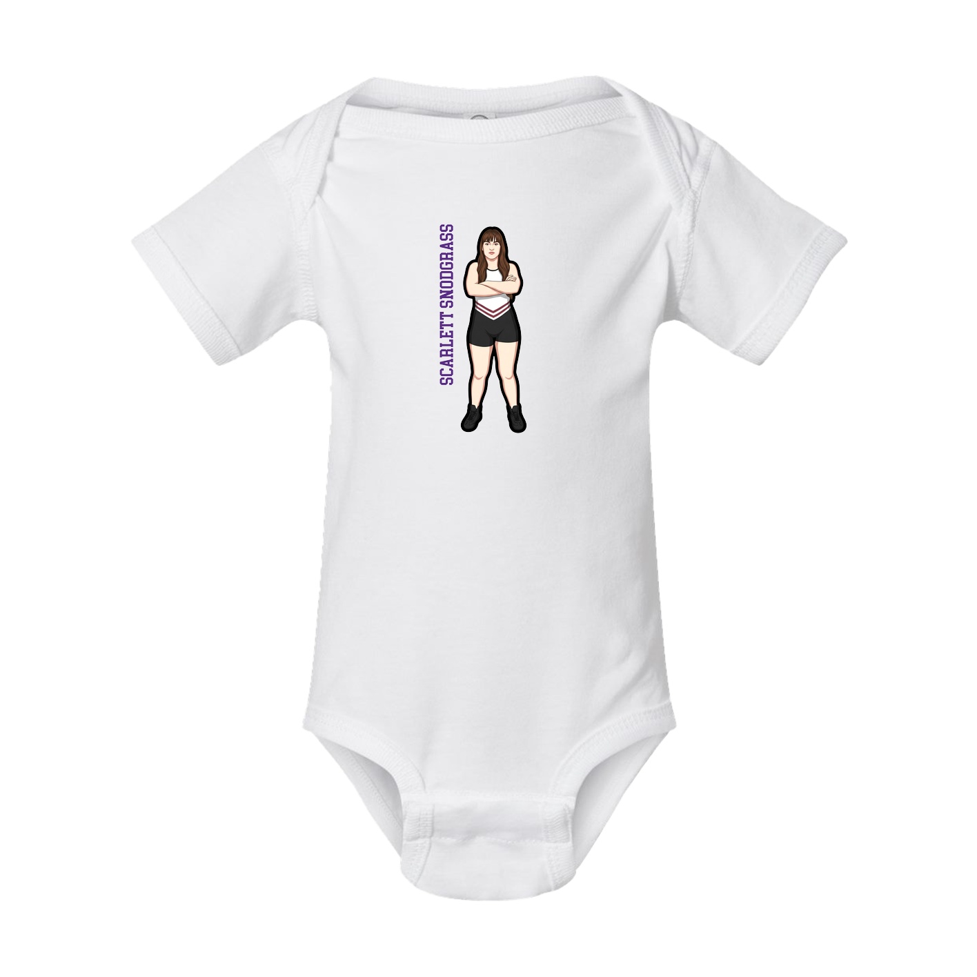 Baby Onesie — Name Vertical in White