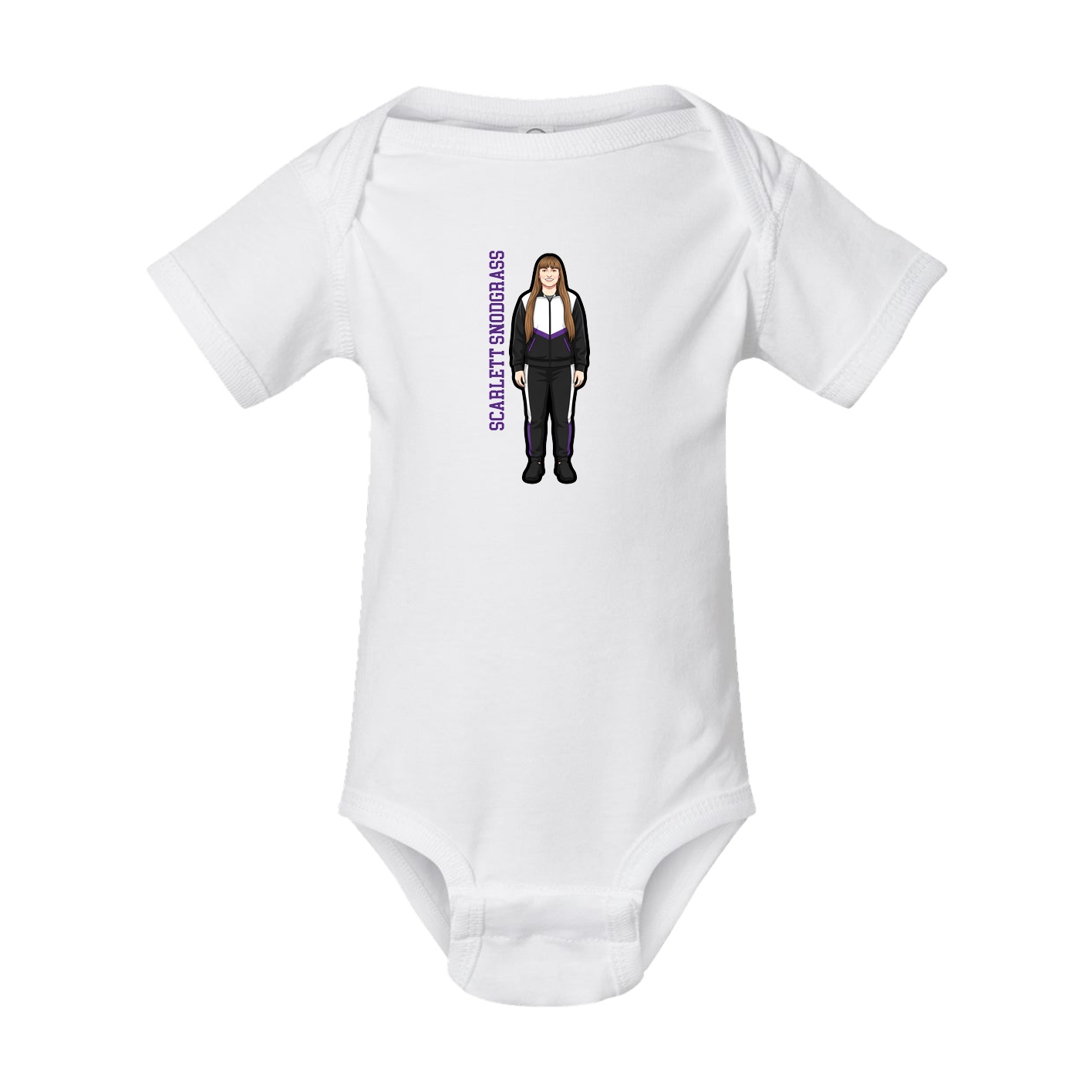 Baby Onesie — Name Vertical in White