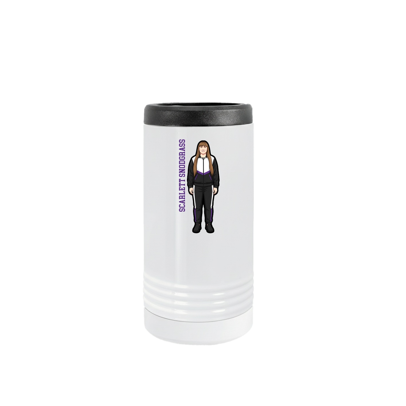 Slim Beverage Holder — Name Vertical in White
