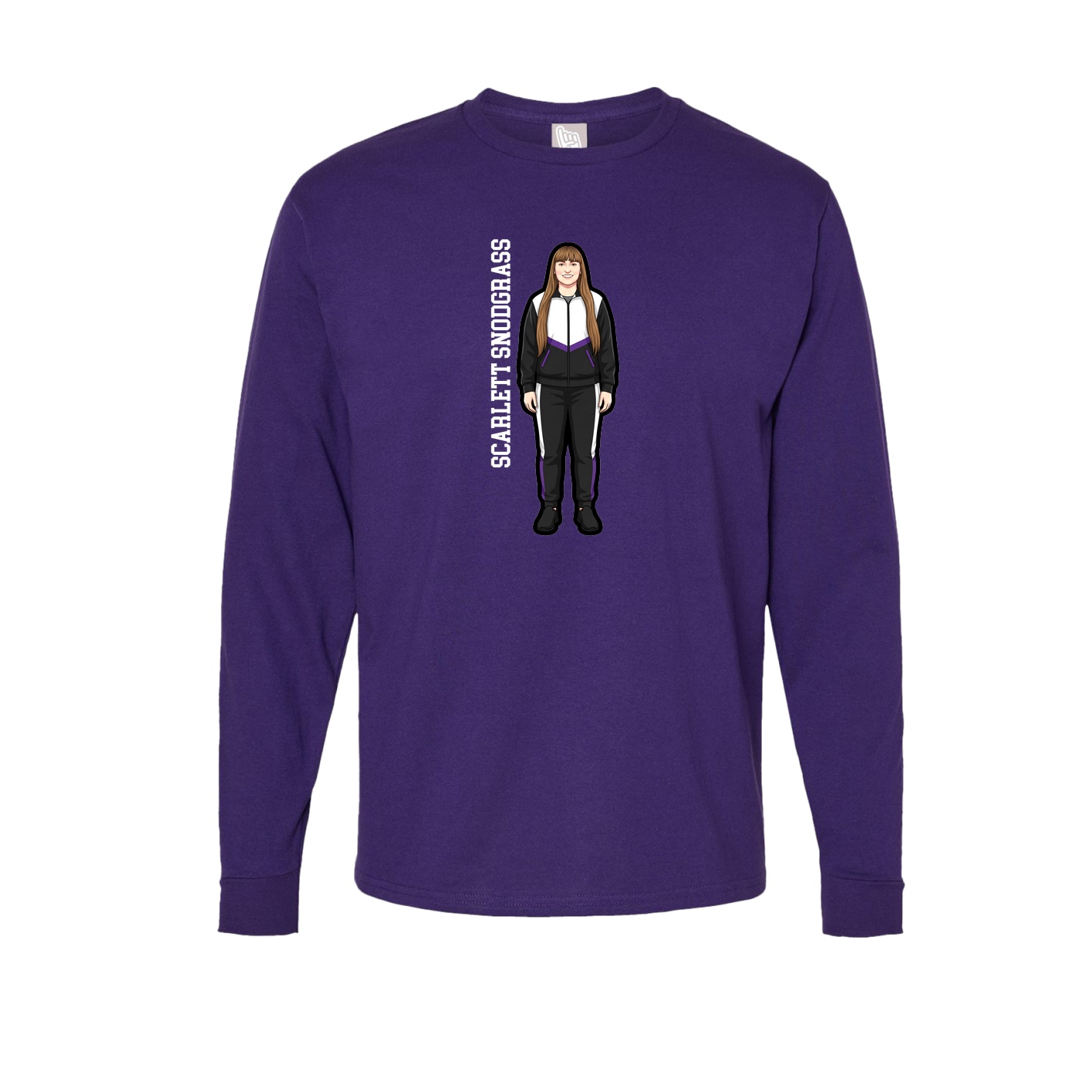 Long Sleeve Tee — Name Vertical in Purple