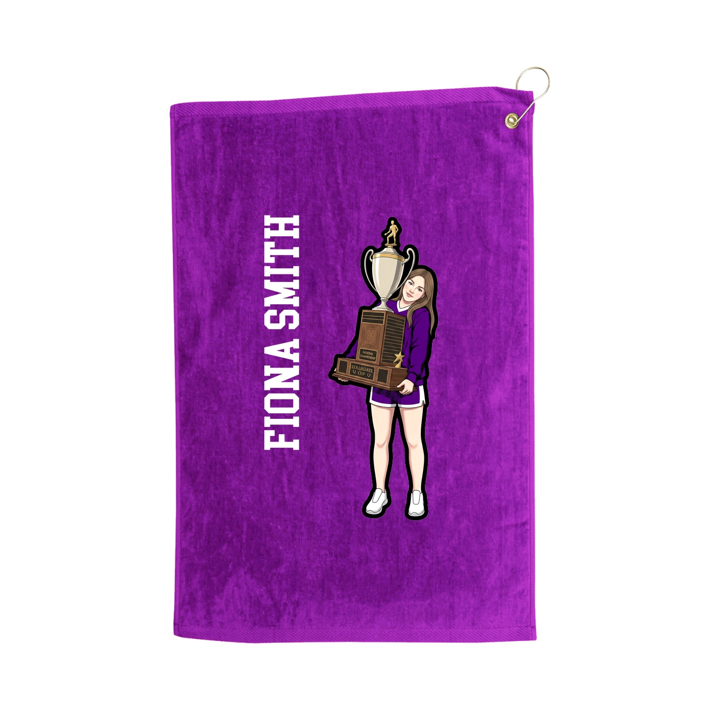 Golf Towel — Name Vertical in Purple