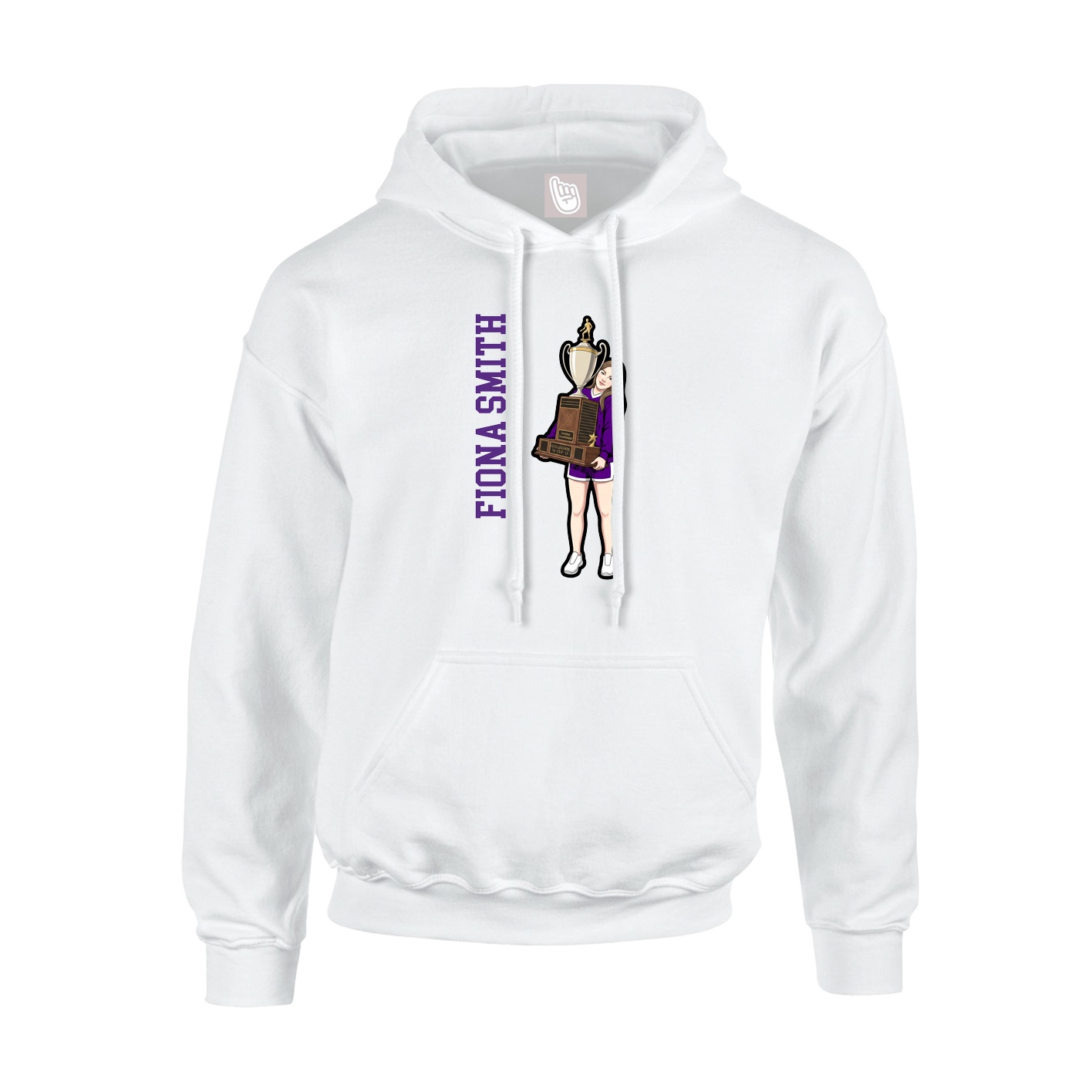 Youth Hoodie — Name Vertical in White