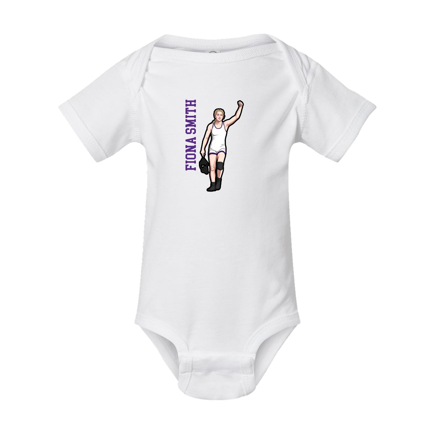 Baby Onesie — Name Vertical in White