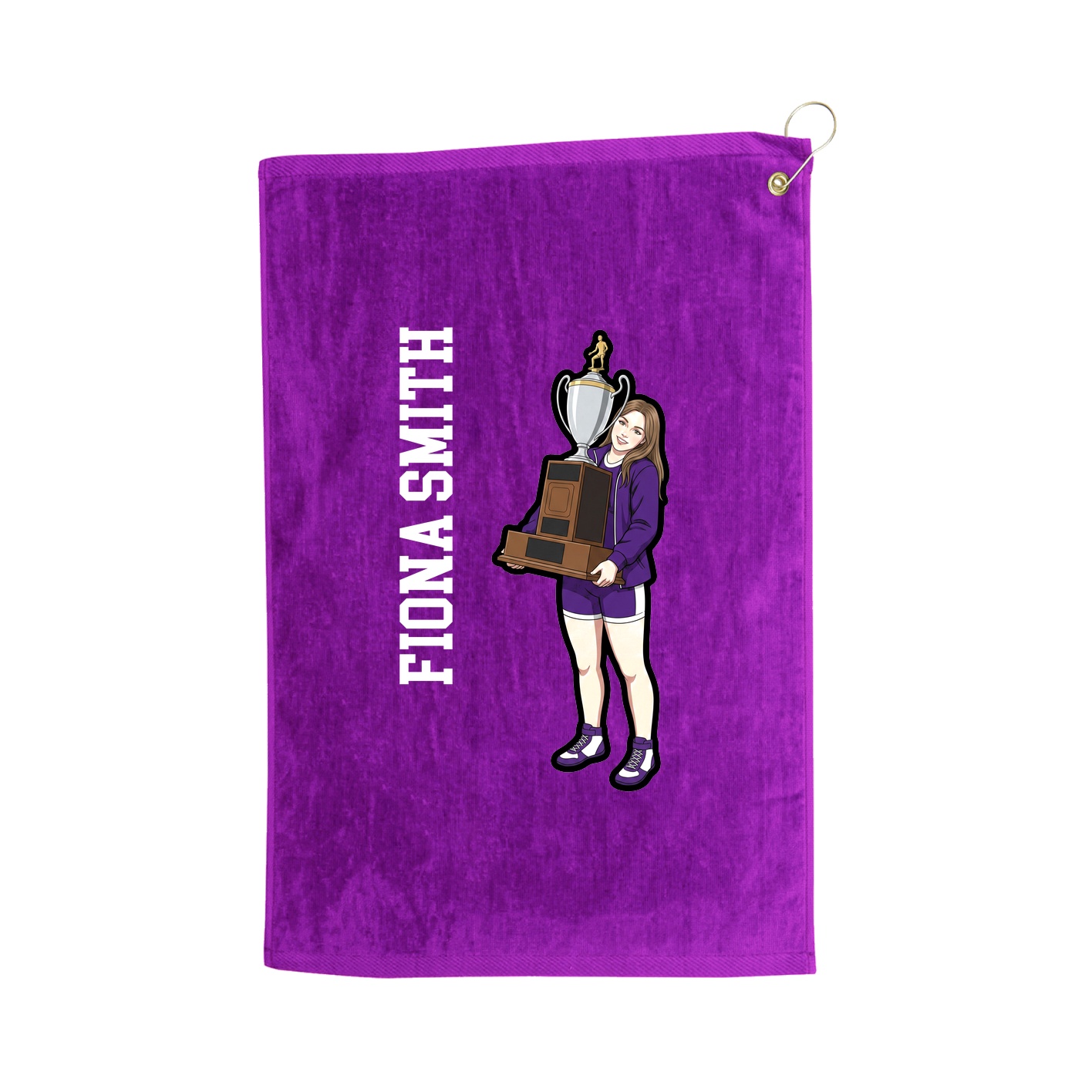 Golf Towel — Name Vertical in Purple