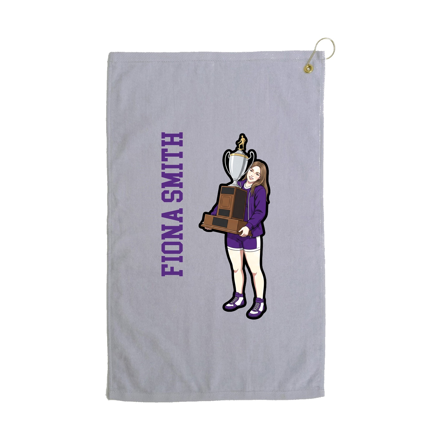 Golf Towel — Name Vertical in Grey