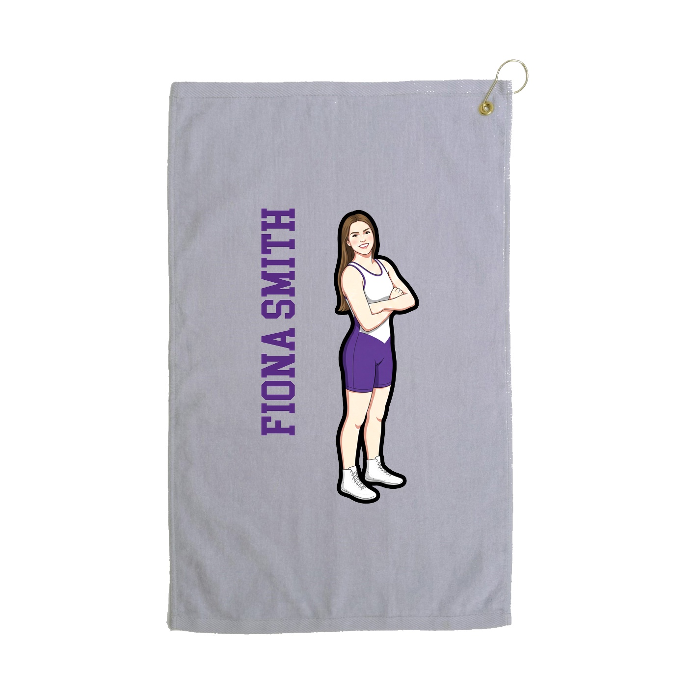 Golf Towel — Name Vertical in Grey