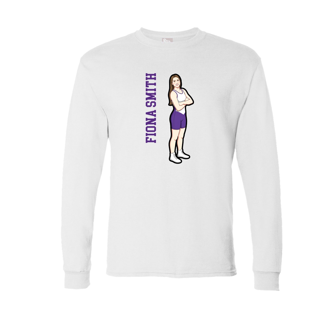 Long Sleeve Tee — Name Vertical in White