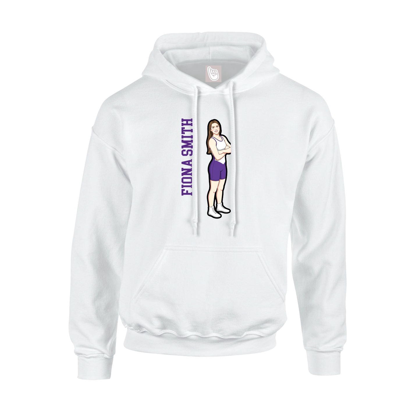 Youth Hoodie — Name Vertical in White