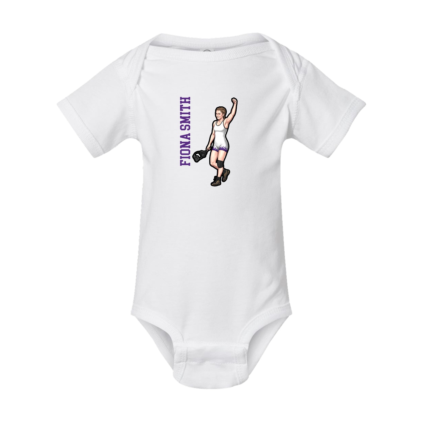 Baby Onesie — Name Vertical in White
