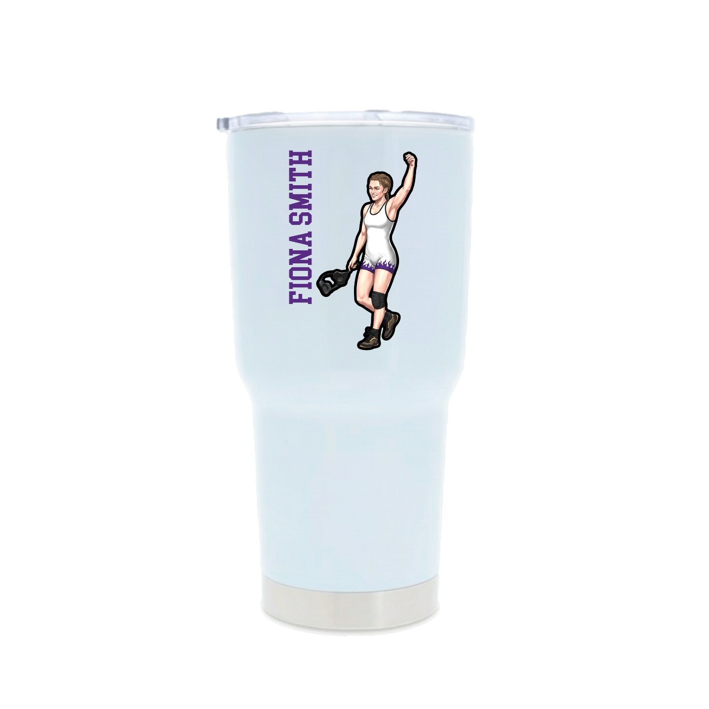 30oz Stainless Steel Tumbler — Name Vertical in White