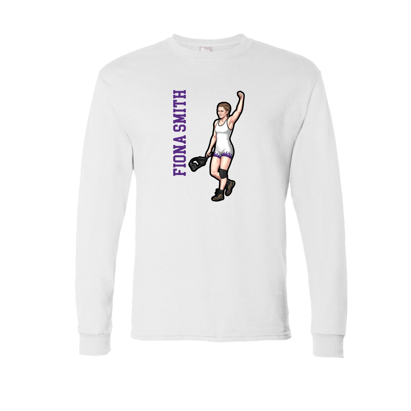 Long Sleeve Tee — Name Vertical in White