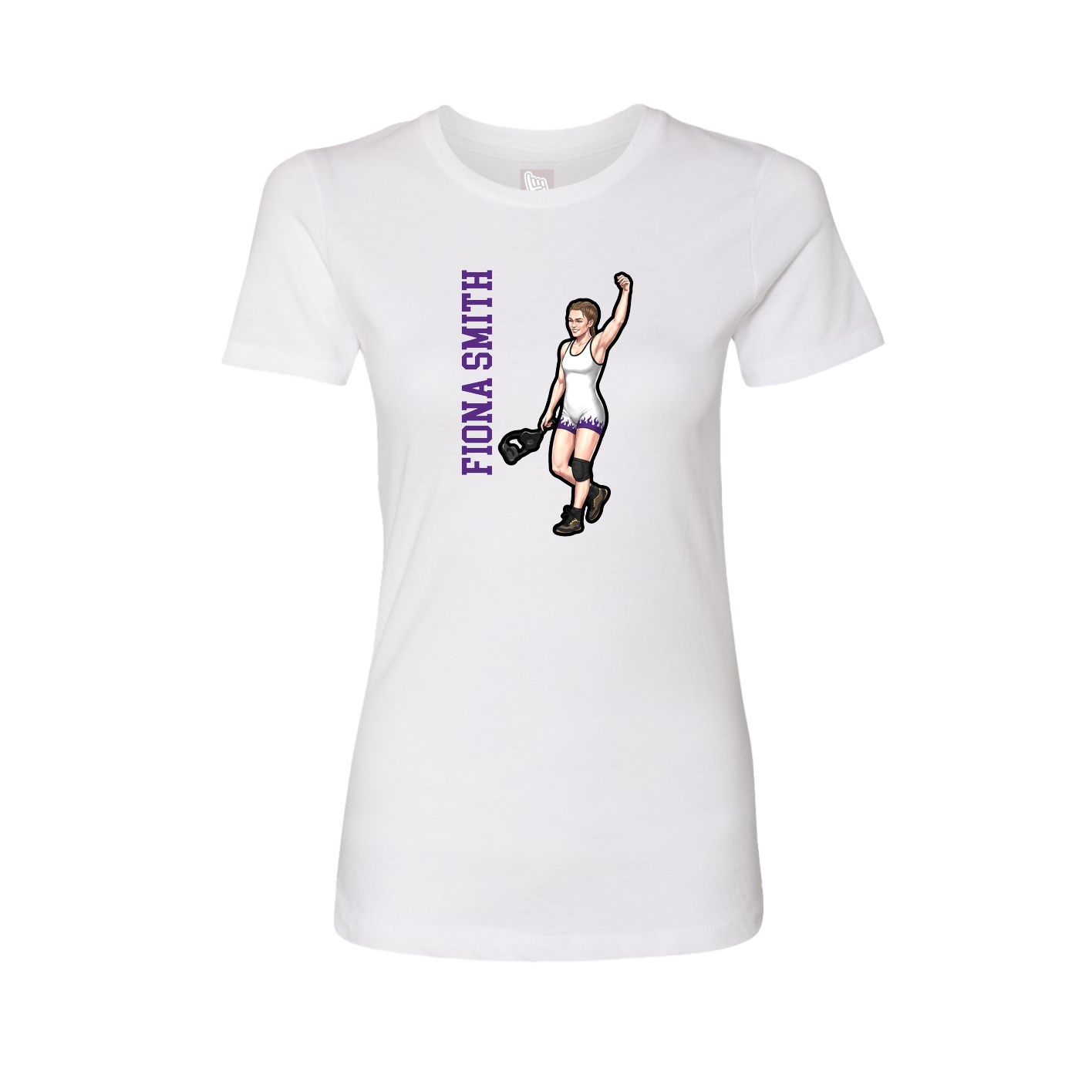 Fitted Women's Tee — Name Vertical in White