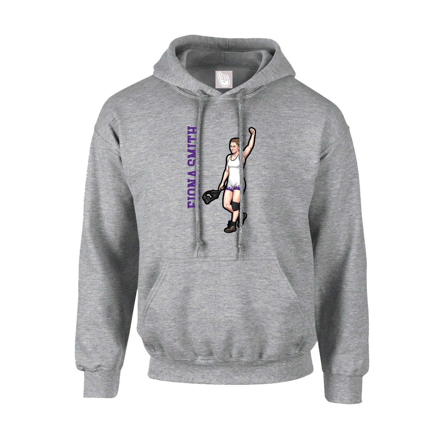 Hoodie — Name Vertical in Grey