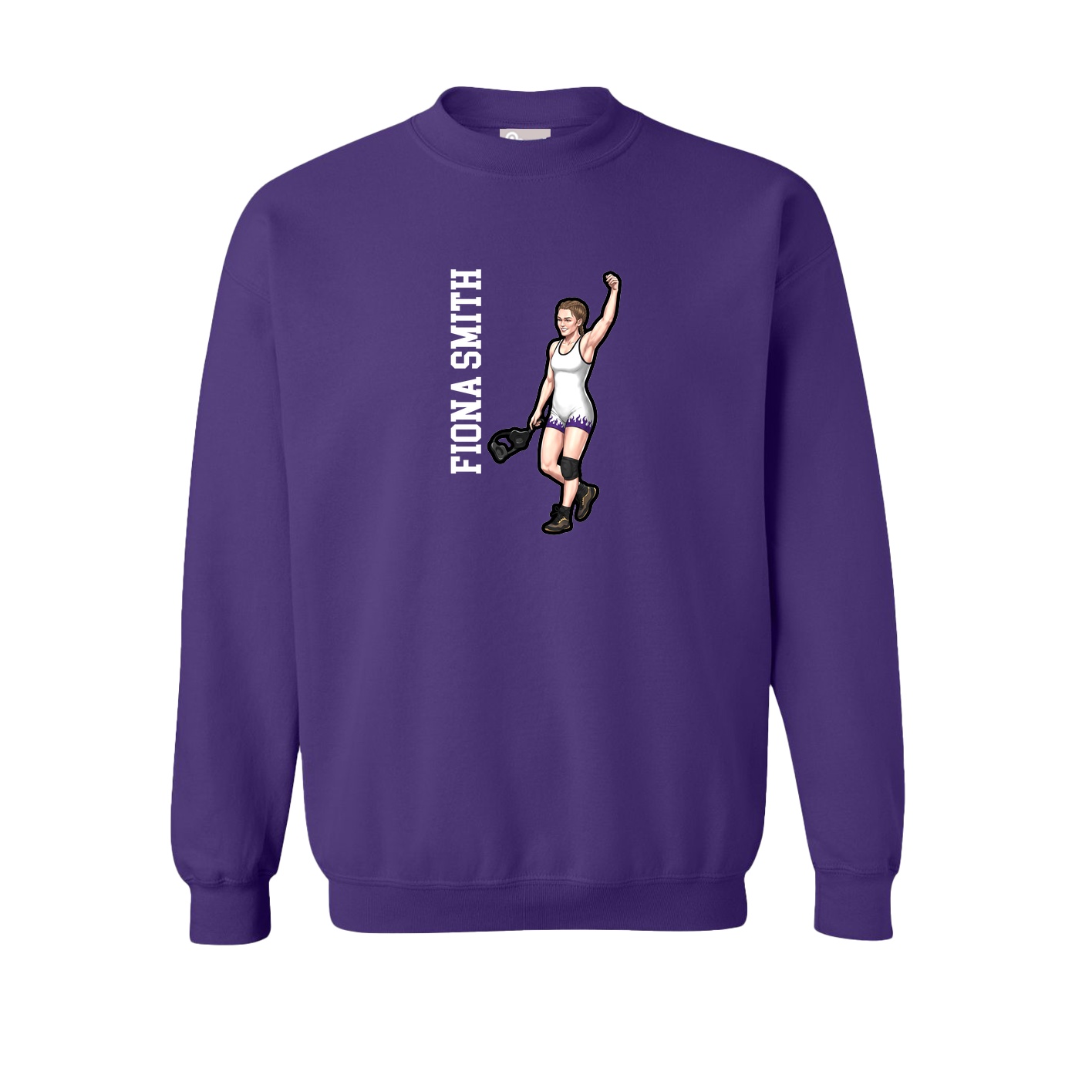 Fleece Crew — Name Vertical in Purple