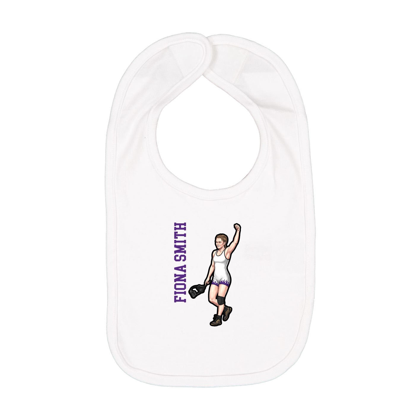 Infant Bib — Name Vertical in White