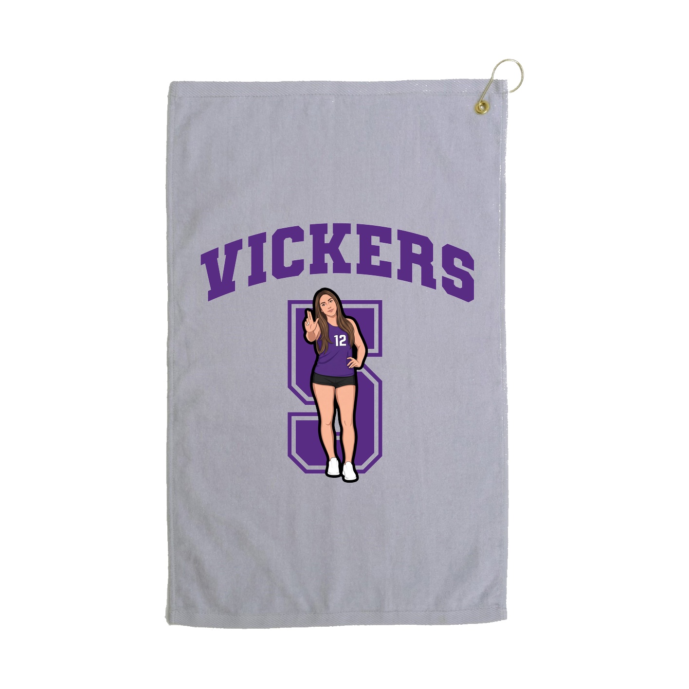 Golf Towel — Number in Grey