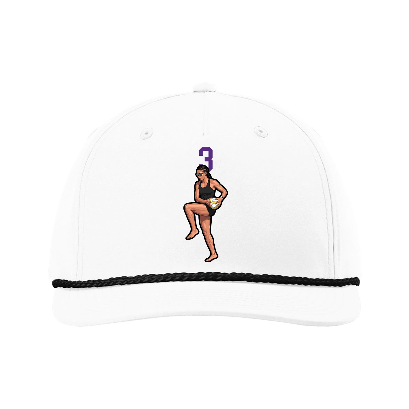 Five-Panel Classic Rope Cap — Number Top in White