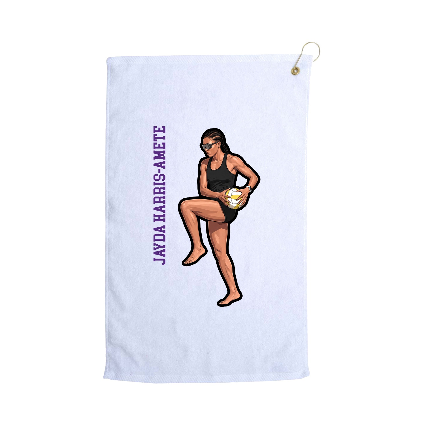 Golf Towel — Name Vertical in White