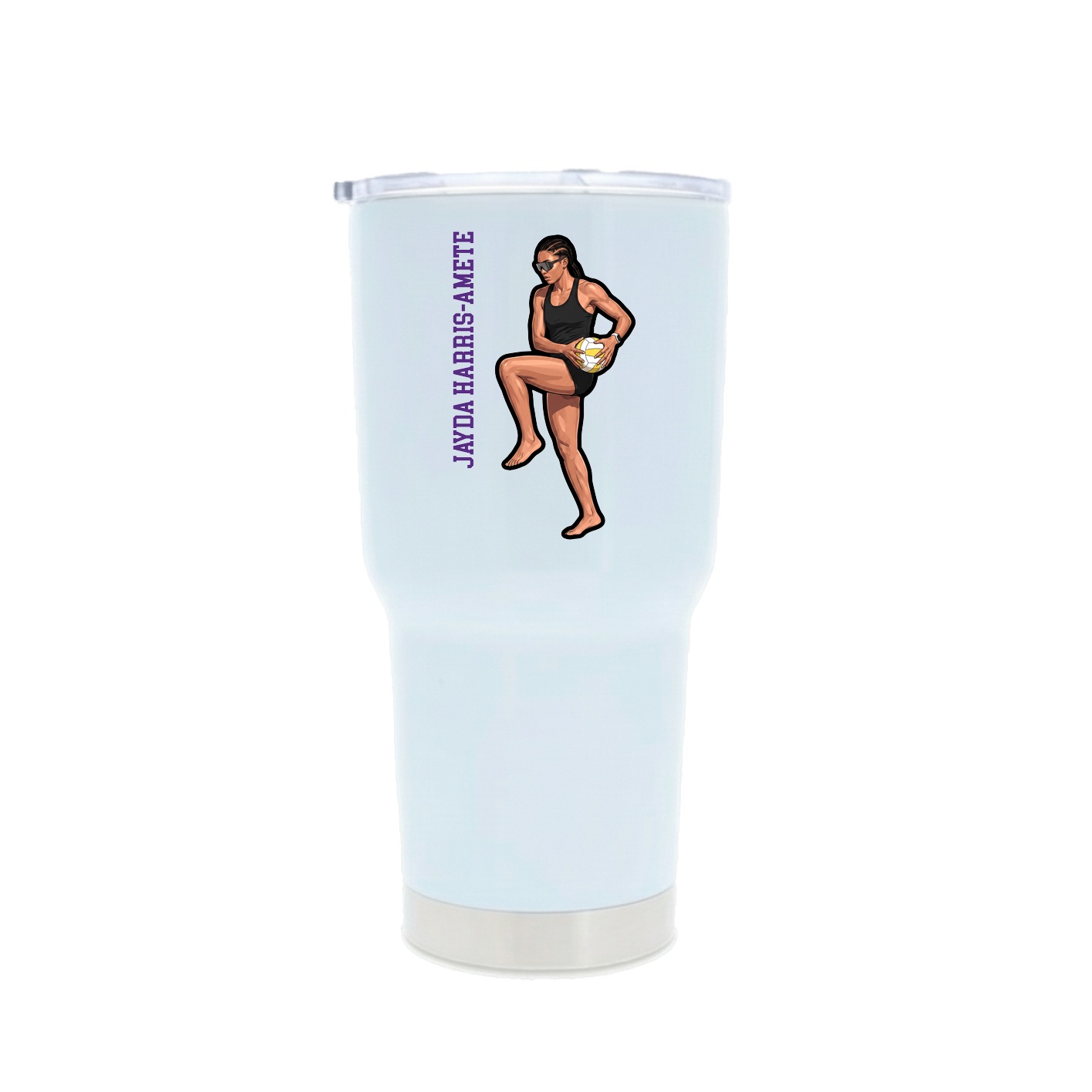 30oz Stainless Steel Tumbler — Name Vertical in White